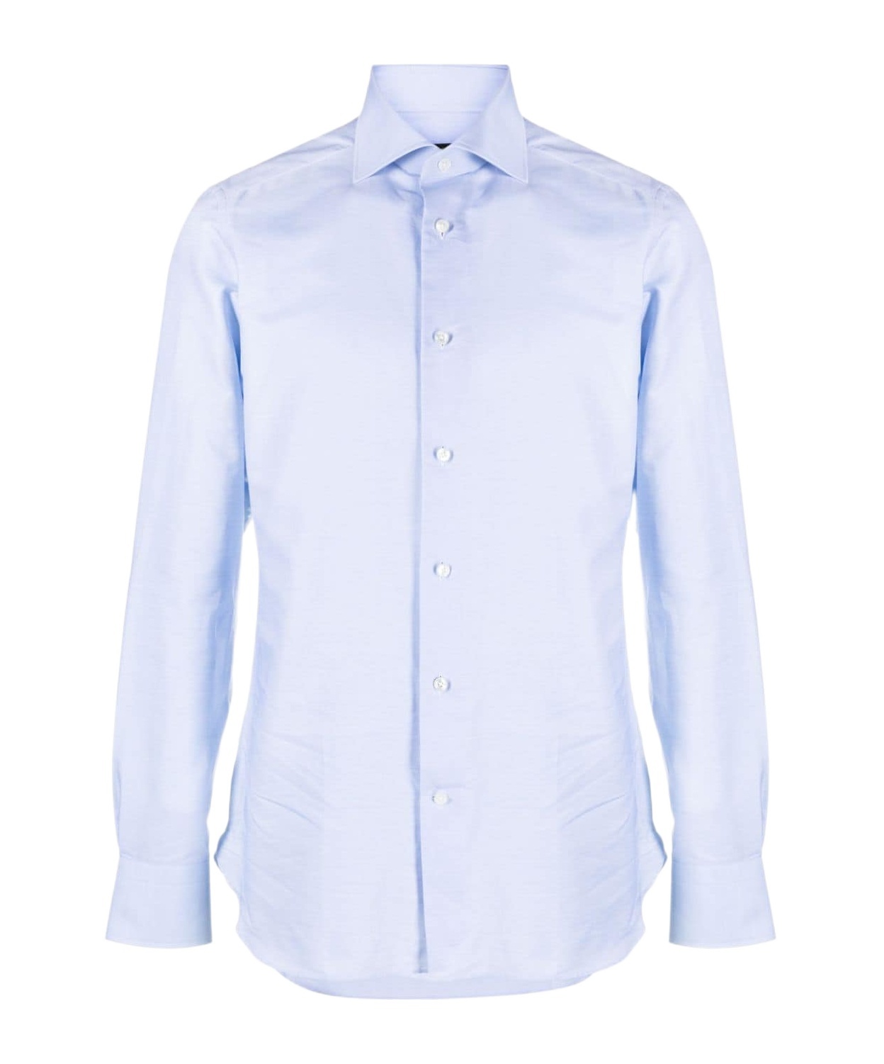 Zegna Pointed-collar Button-up Shirt In Blue