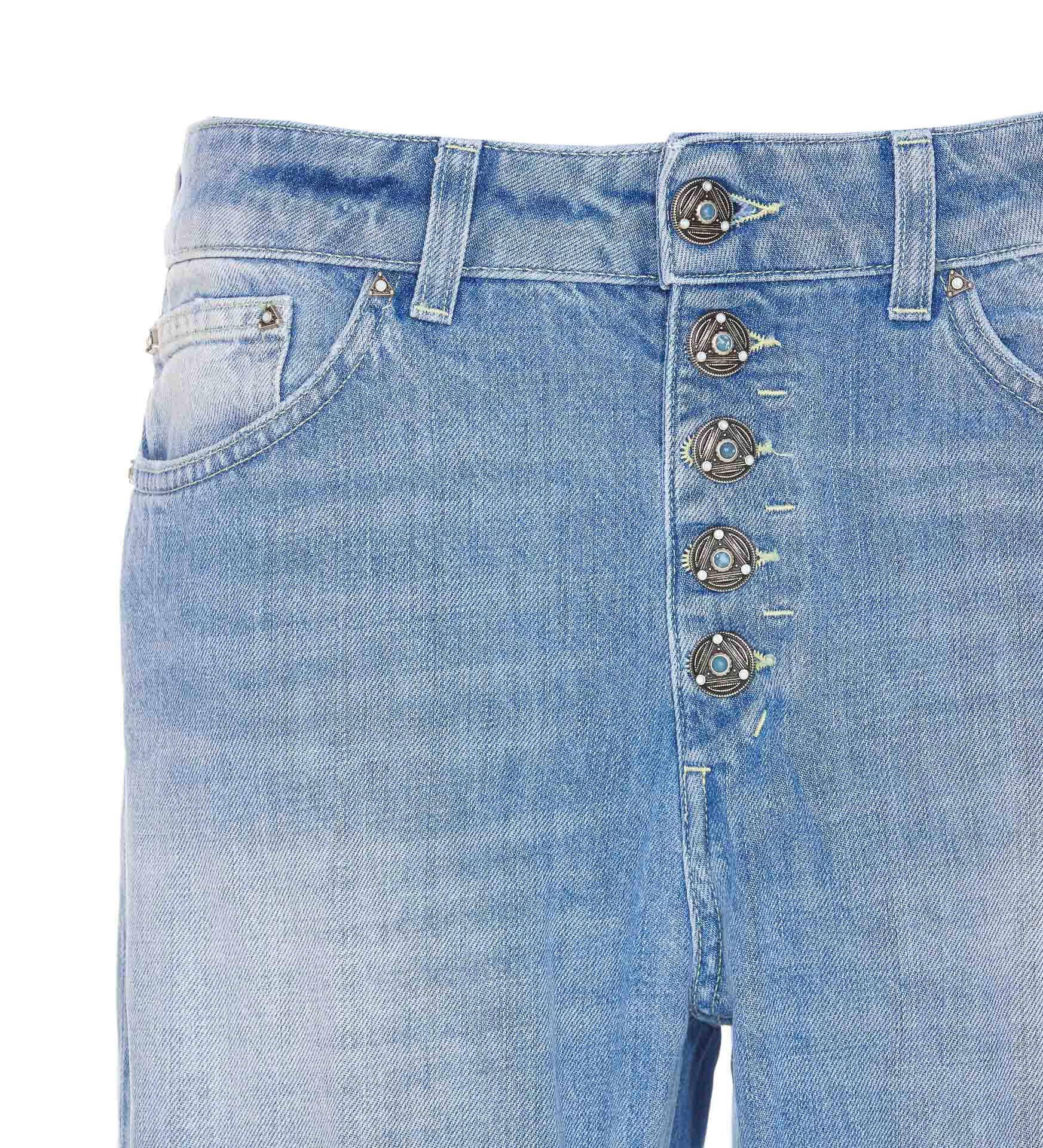 Dondup Straight Cotton Jeans Rolled Cuffs In Blue
