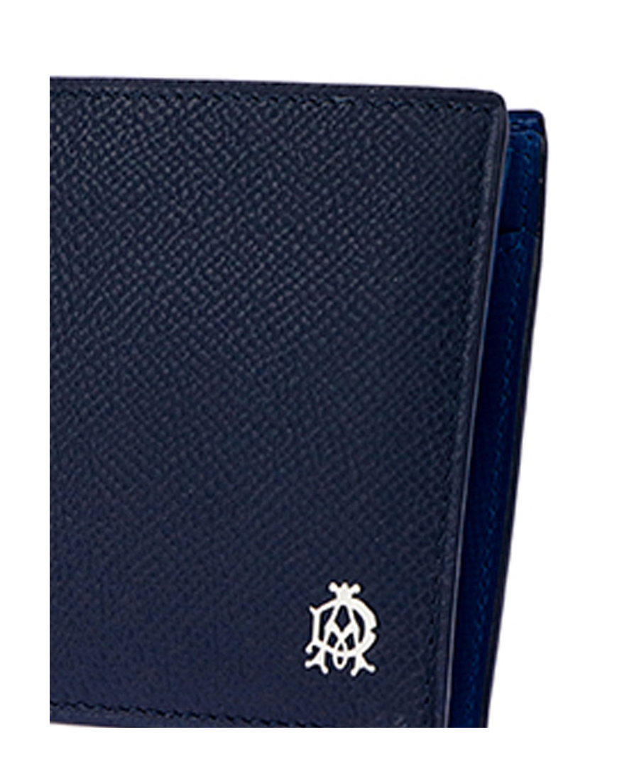 DUNHILL NAVY BLUE BADGE DOUBLE-FOLDED WALLET