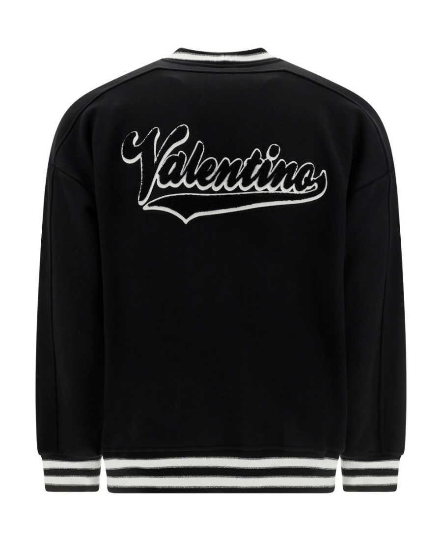 Valentino V Crew-patches V-neck Cardigan In Black