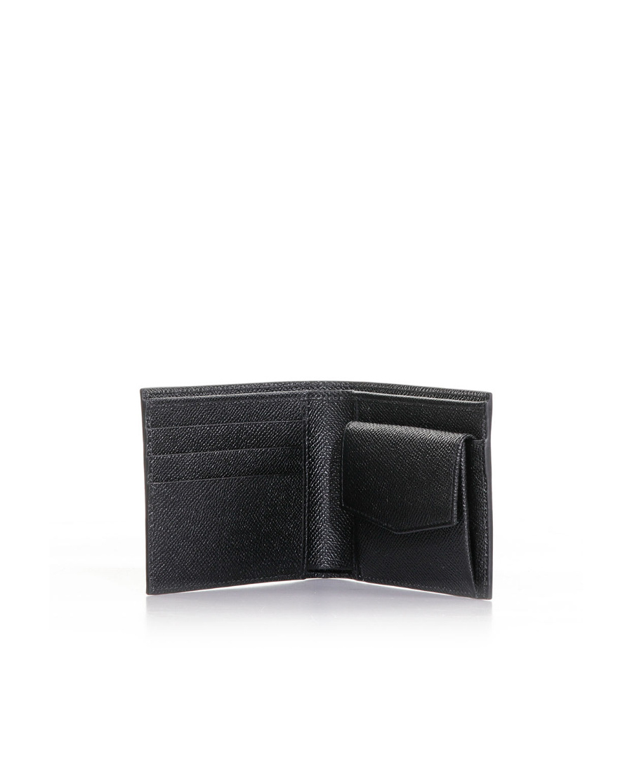Dolce & Gabbana Black Calf Leather Logo Plaque Trifold Keyring Key Holder In Black