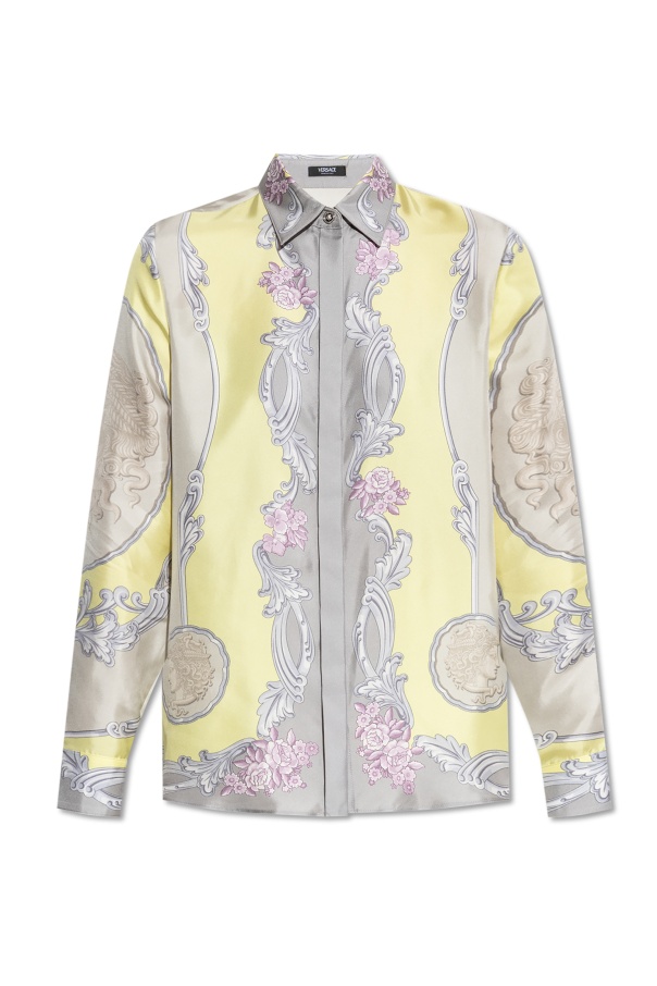 Versace Cameo Long-sleeved Silk Shirt In Nude