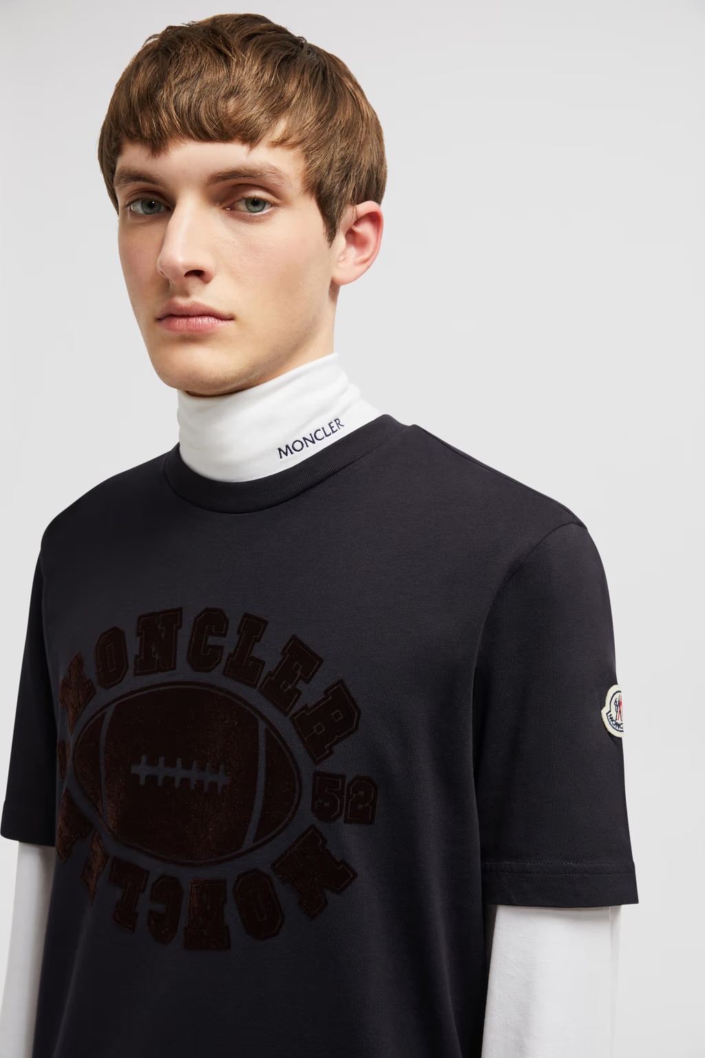 Moncler Football Pattern T-shirt In Blue