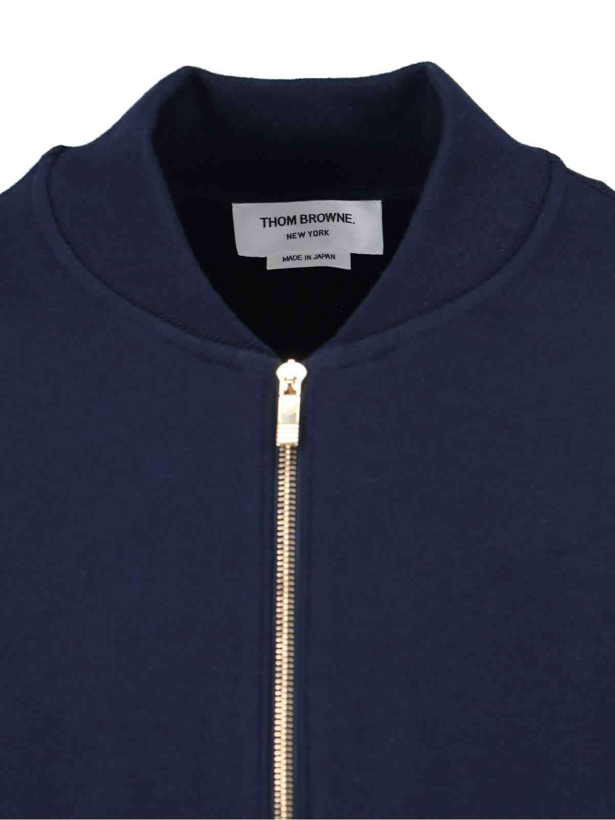 Thom Browne Four-stripe Bomber Jacket In Blue