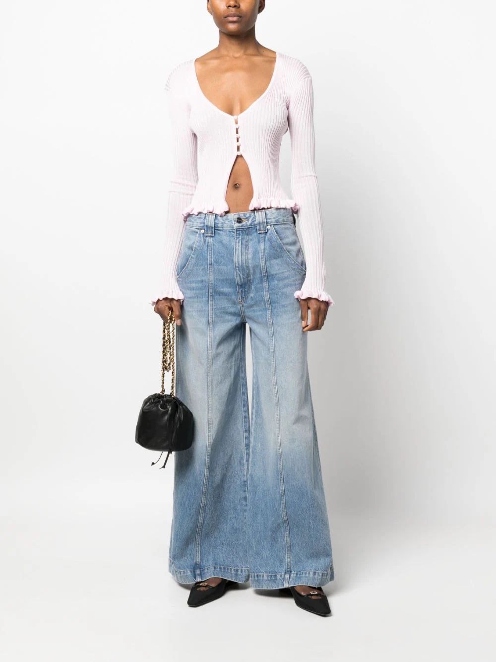 Khaite Faded High-rise Wide-leg Jeans In Blue