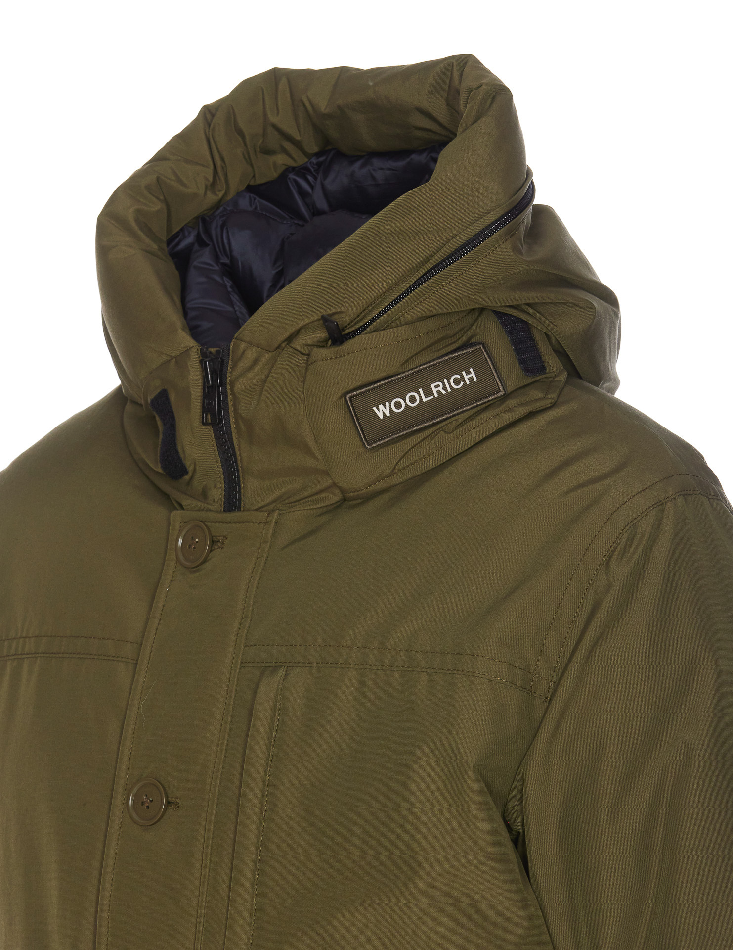 Woolrich Bomber Jacket With Hood And Zip Detail In Green