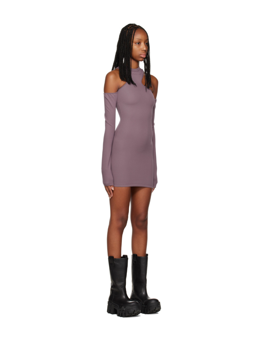 Off-white Asymmetric Logo-embossed Cold-shoulder Midi Dress In Gray