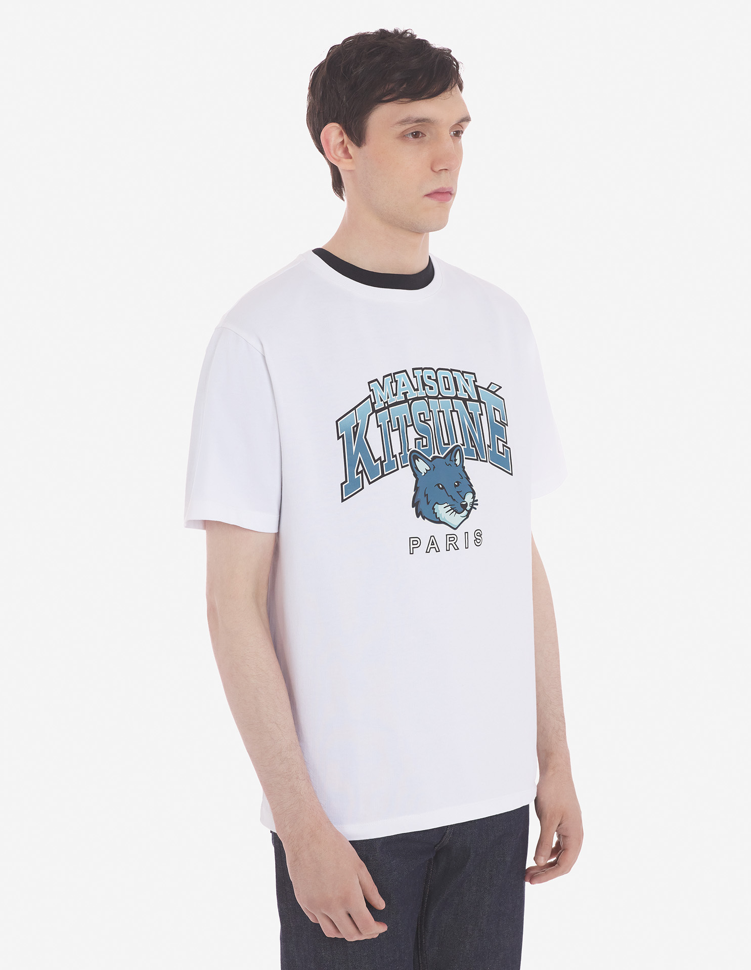 Maison Kitsuné Maison Kitsune T Shirt With Campus Fox Print In White