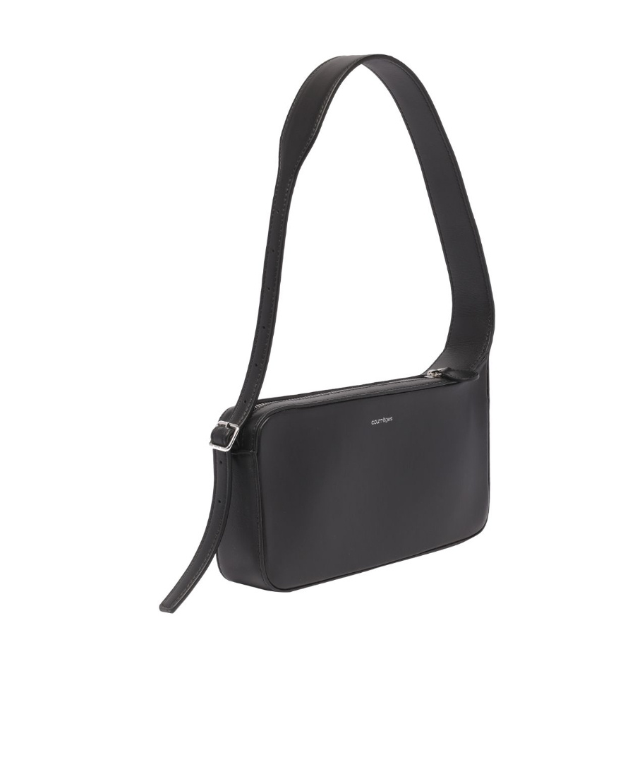 Shop Courrèges Calf-leather Shoulder Bag In Black