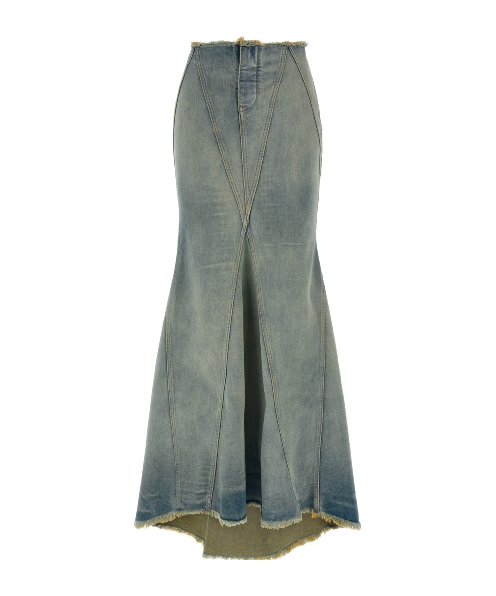 Off-white High Waist Skirt Featuring Panel Detailing In Green