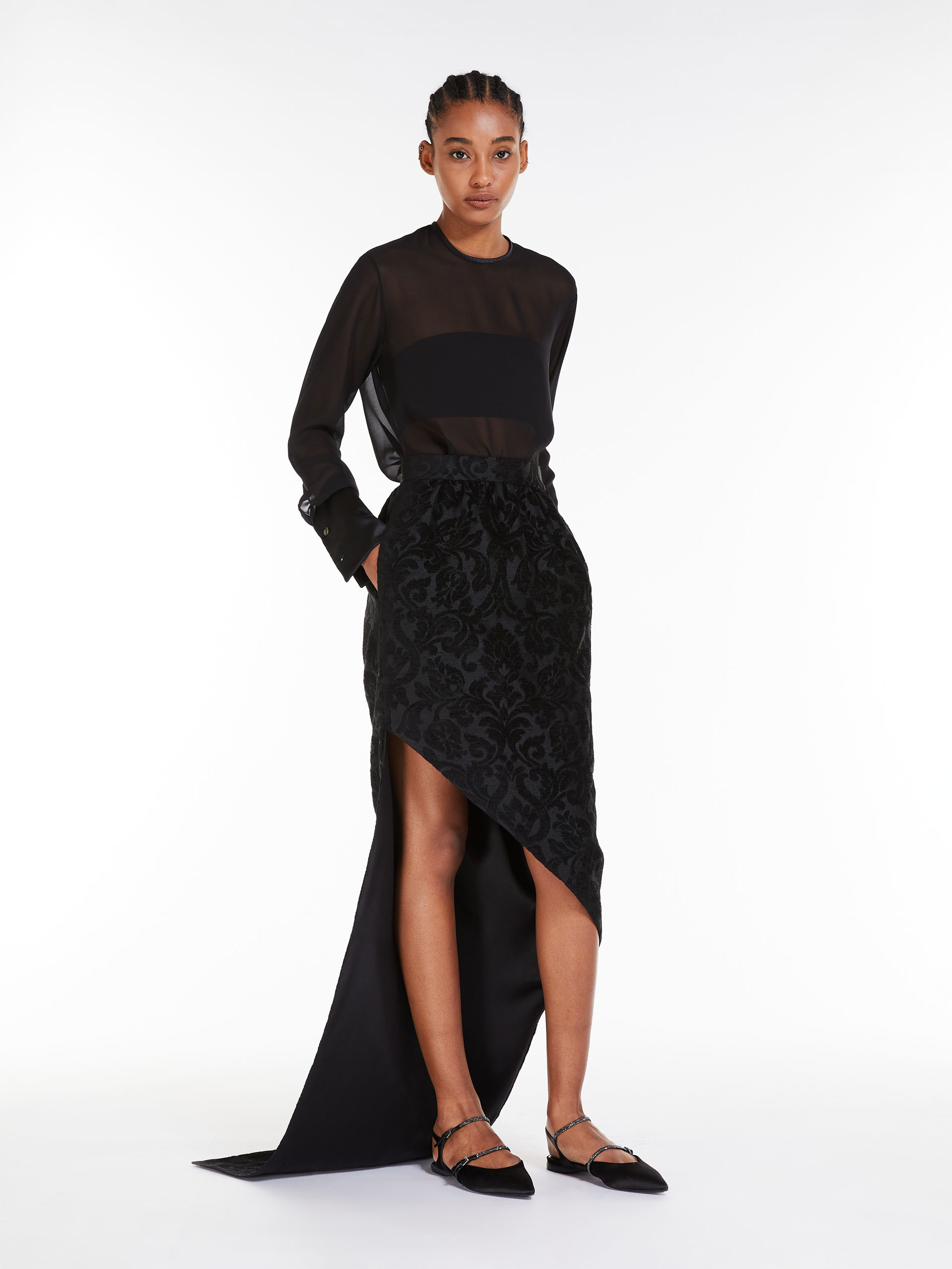 Max Mara Layered Chiffon Blouse In Black