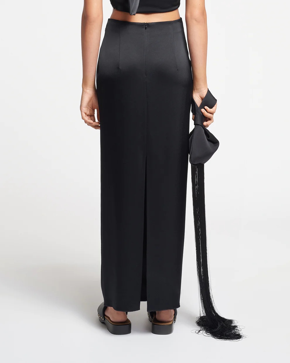Nanushka Satin Knotted Midi Skirt In Black