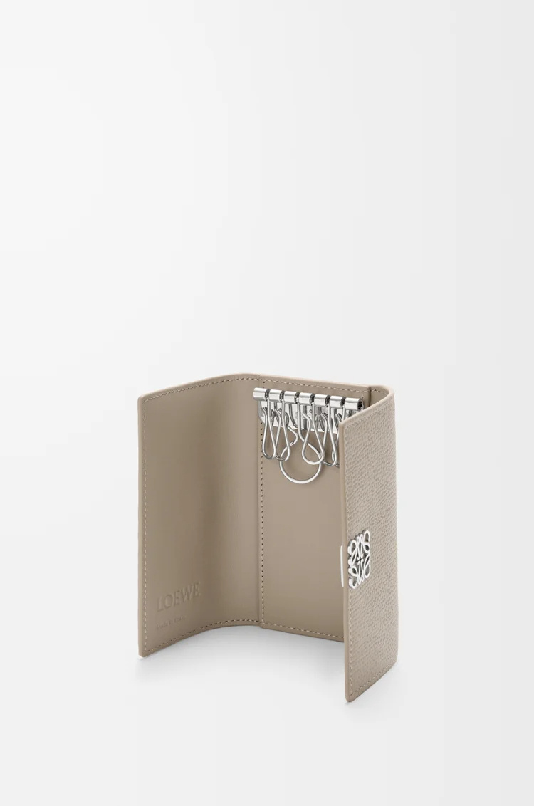 Loewe Anagram Key Case In Pebble Grained Calfskin In Brown