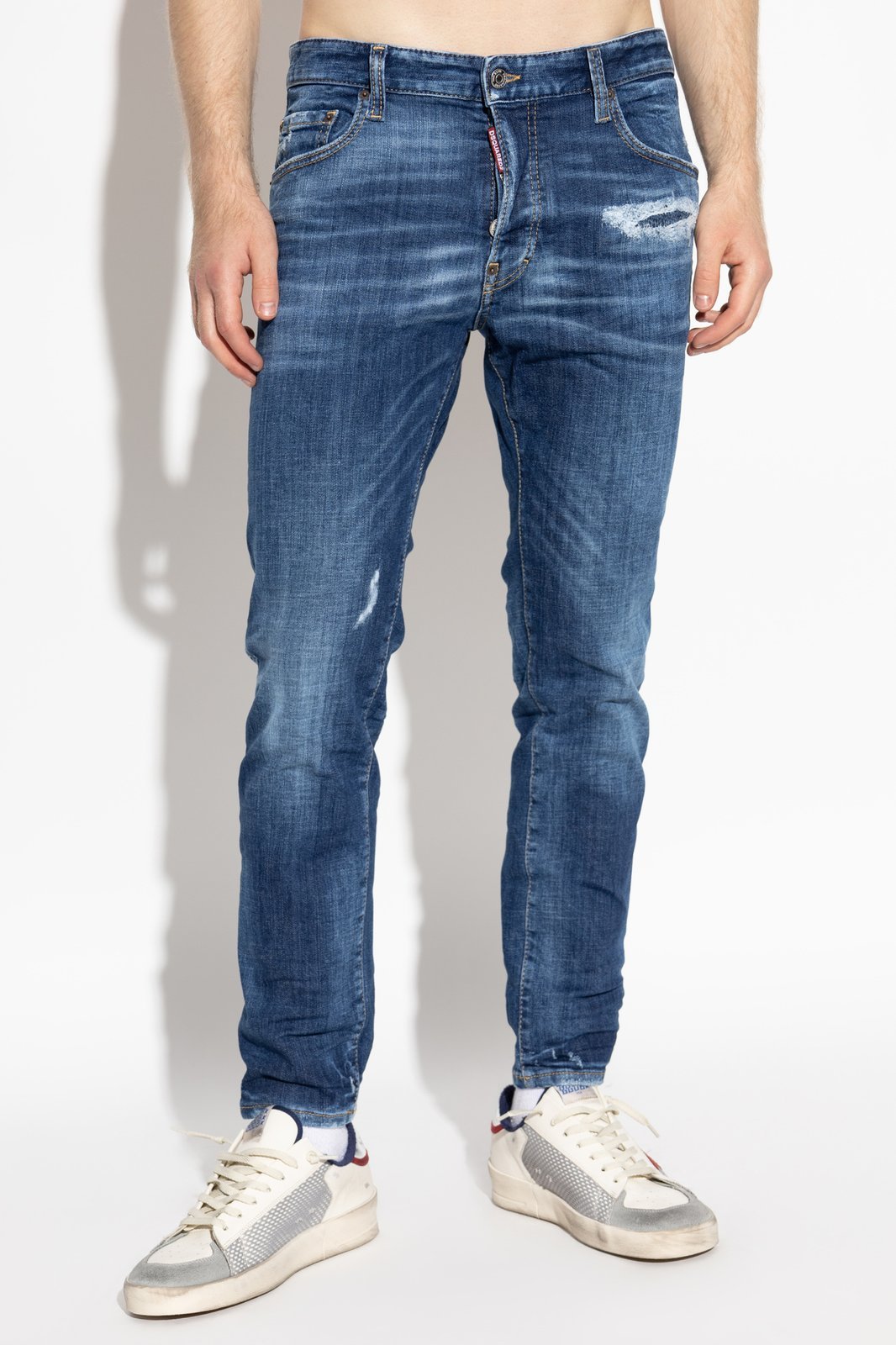 Dsquared2 Stretch Cotton Skater Jeans In Blue