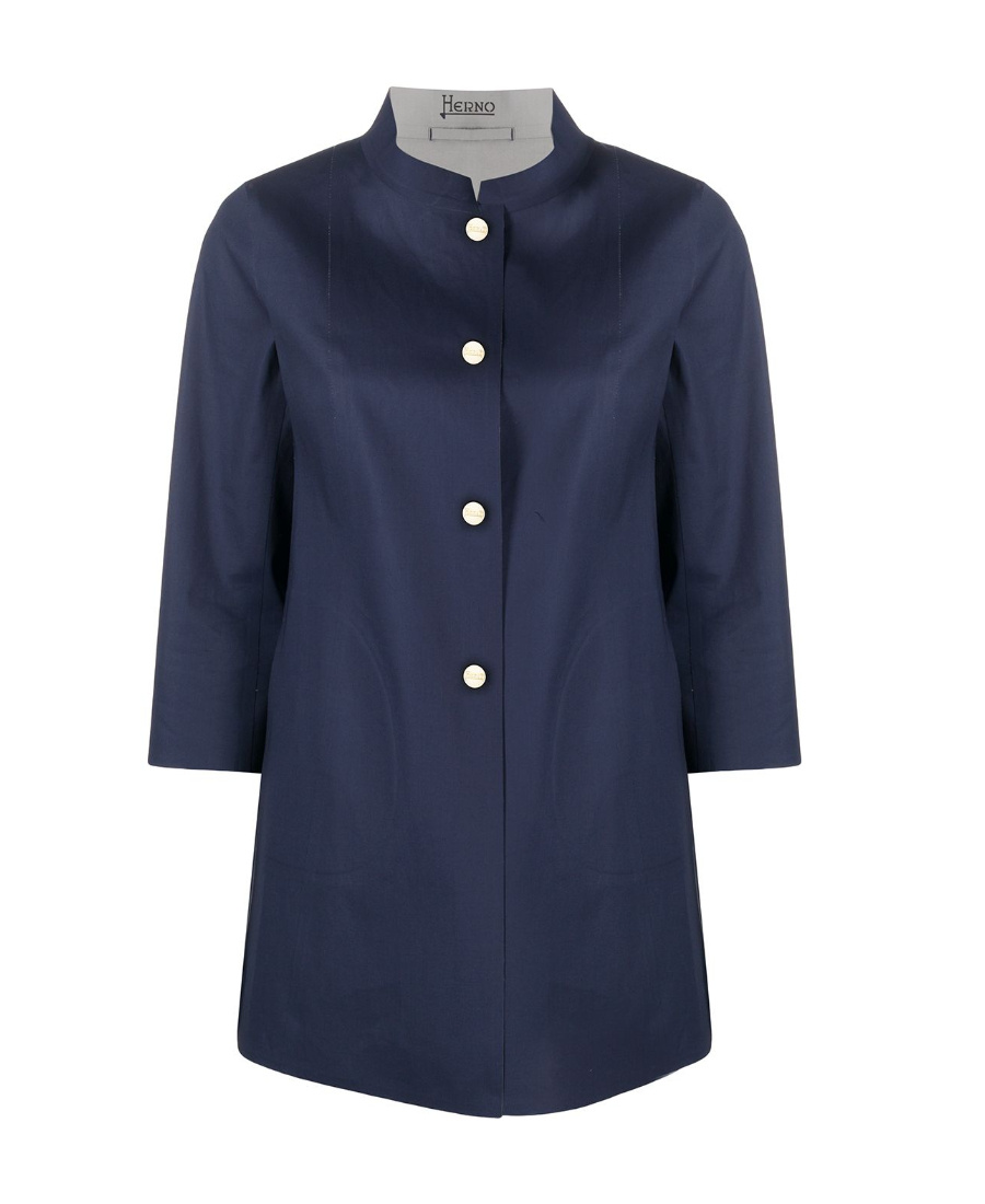 Herno Navy Blue Small High-necked Casual Jacket In Blue