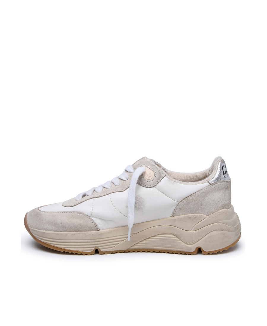 Golden Goose 'running Sole' White Nappa Leather Sneakers In Nude