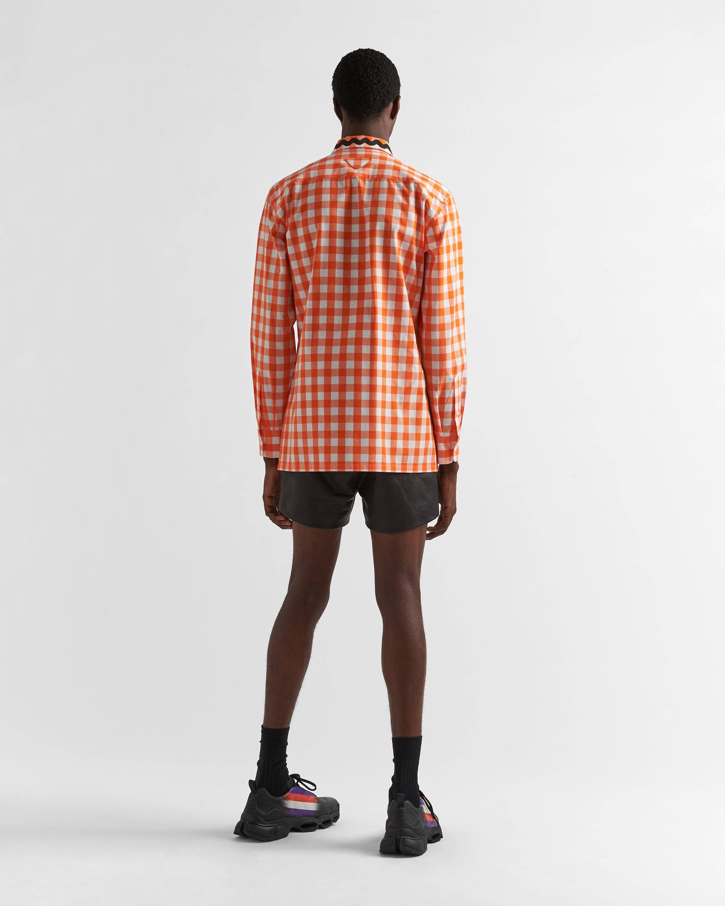 Prada Gingham Check-print Cotton Shirt In Pink