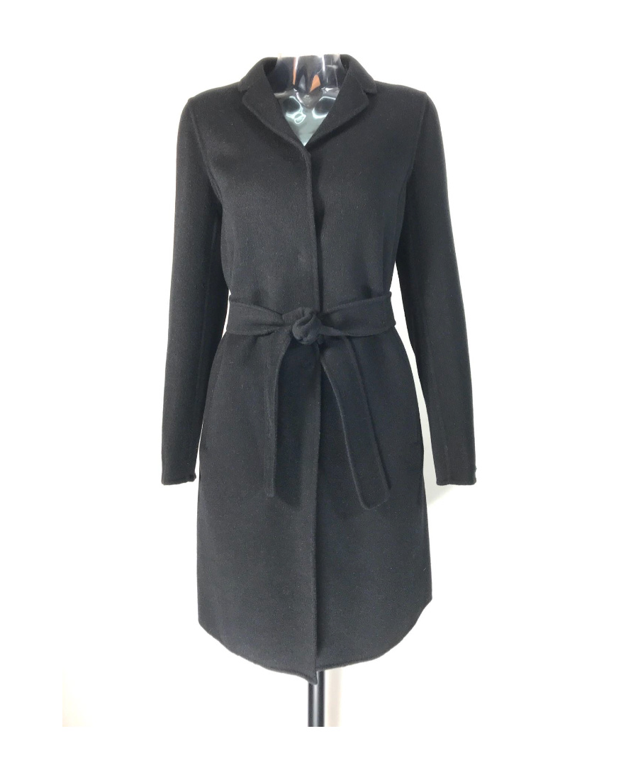 Max Mara Long-sleeved Lace-up Coat In Black