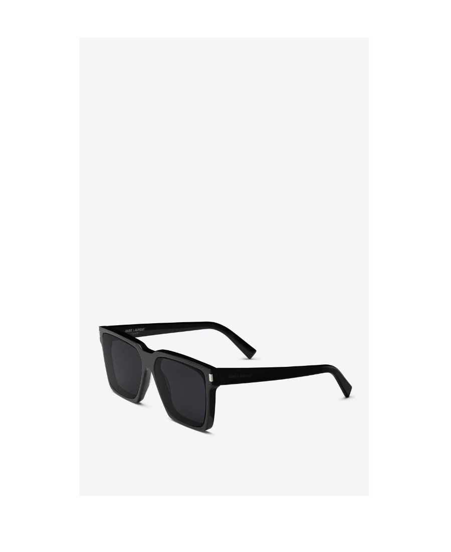 Saint Laurent Logo-engraved Square-frame Sunglasses In Black