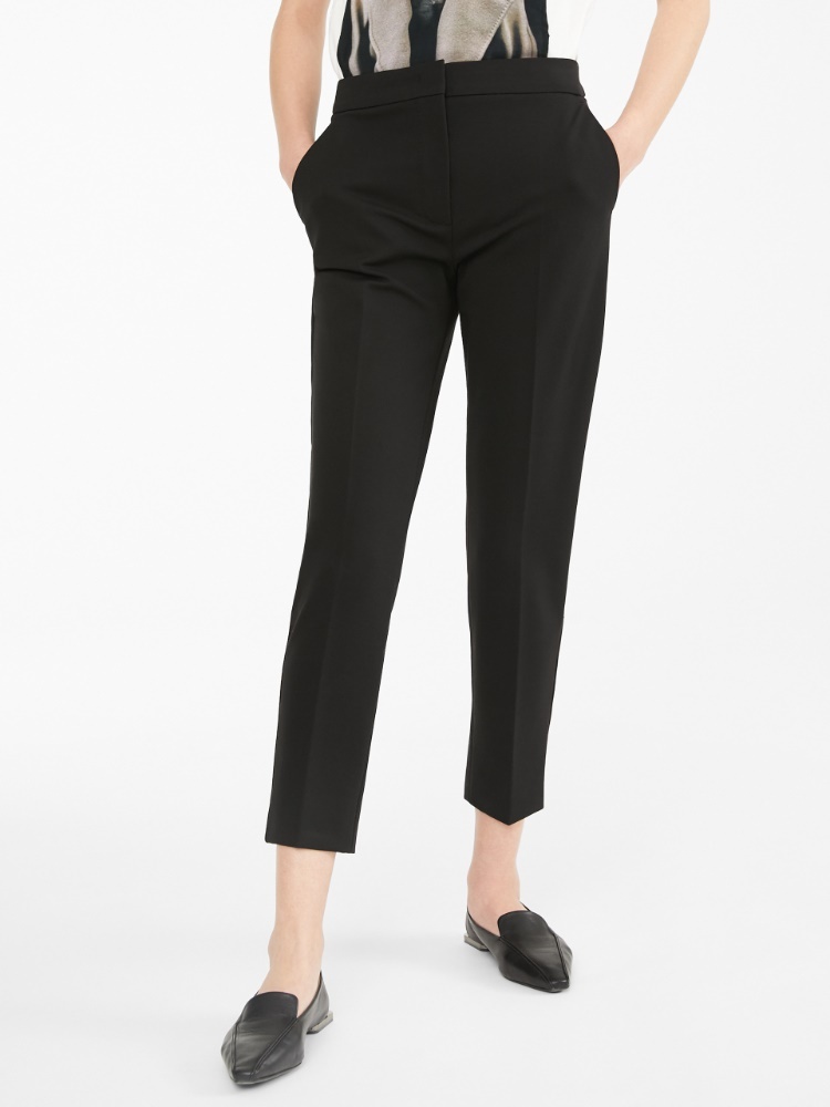 Max Mara Tailored Black Trousers With Smooth Finish And Functional Pockets In Black