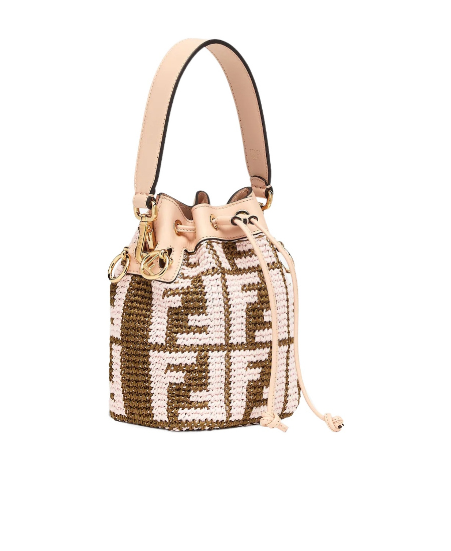 Fendi Logo Pattern Bucket Bag In Nude