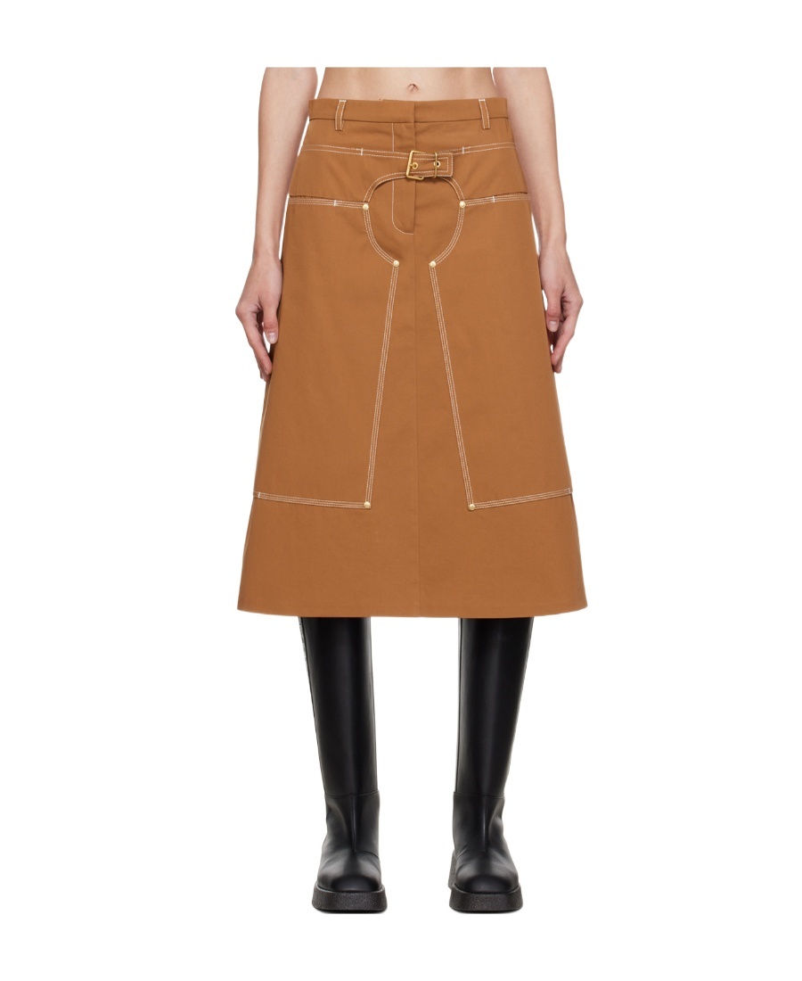 Stella Mccartney Brown A-line Midi Skirt In Brown