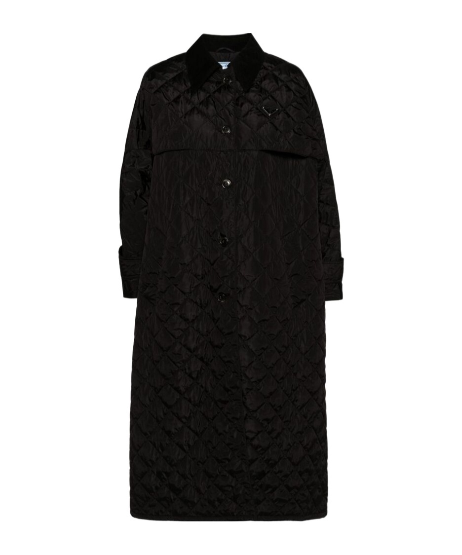 Prada Enamel Triangle-logo Parka In Black