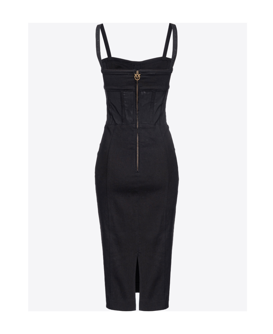 Pinko Logo-strap Bustier Midi Dress In Black