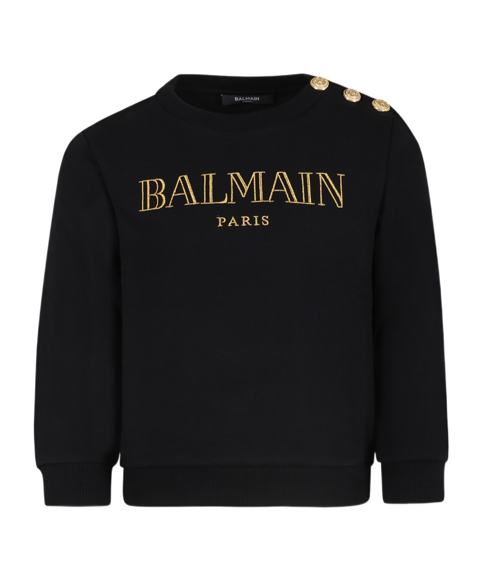 Balmain Embroidered-logo Cotton Sweatshirt In Black