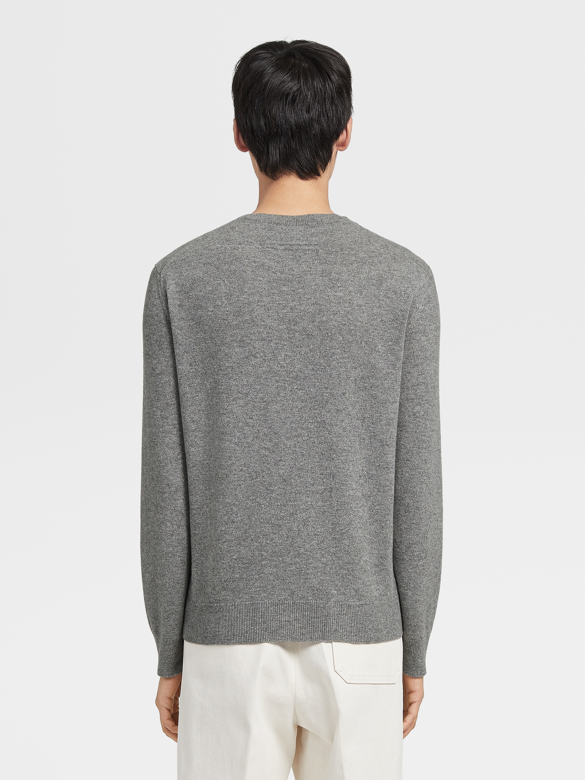 Zegna Crew Neck Cashmere Sweater In Gray