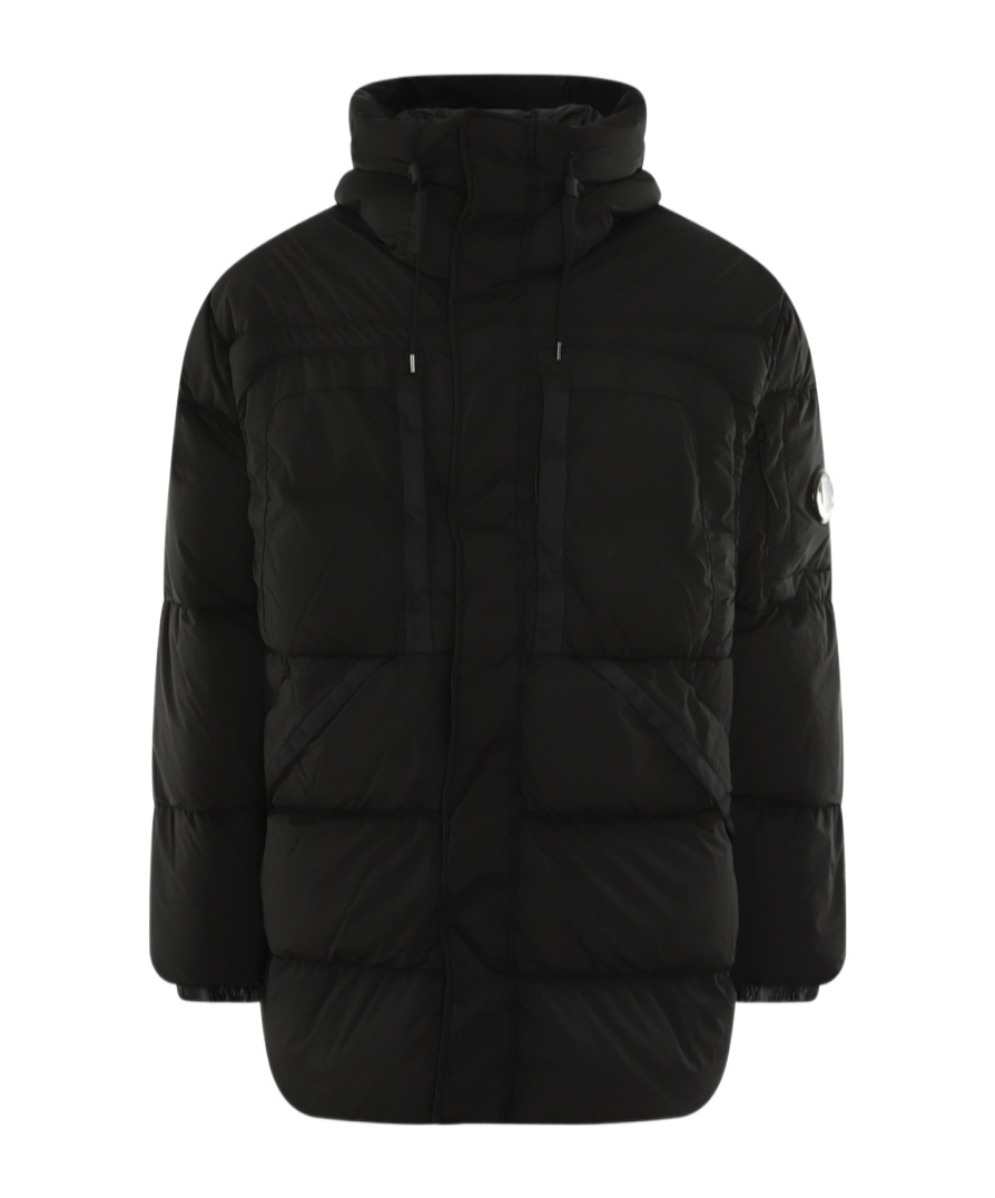 C.p. Company Hooded Down Jacket In Black