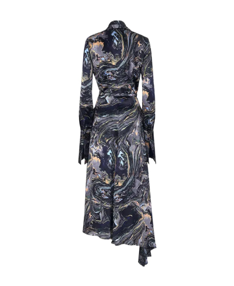 Fendi Marbled Midi Crêpe Dress In Black