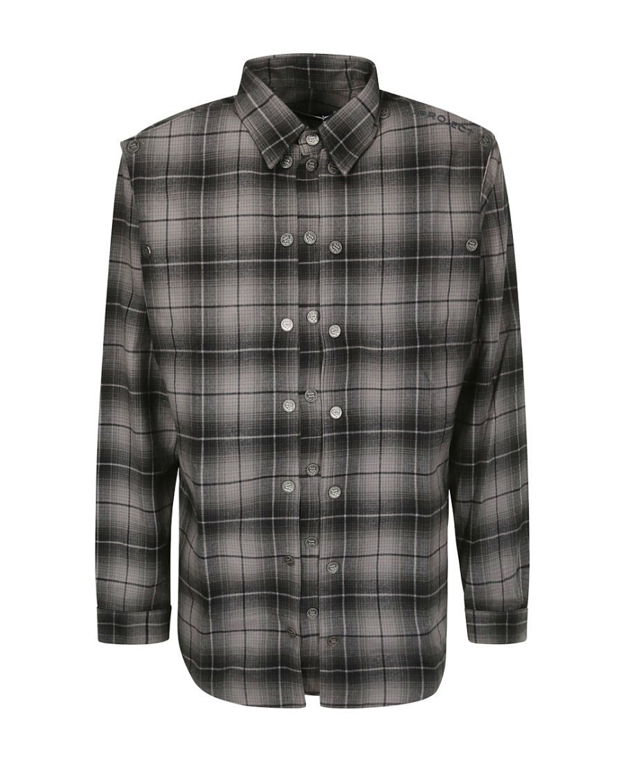 Y/project Plaid Long-sleeved Shirt In Black
