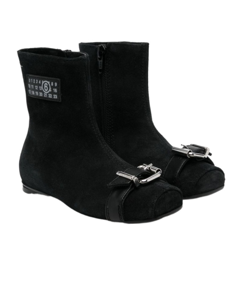 Mm6 Maison Margiela Square-toed Short Boots In Black