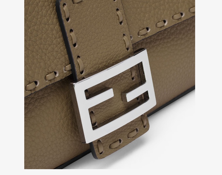 Shop Fendi Green Selleria Bag With 612hand-sewn Topstitches