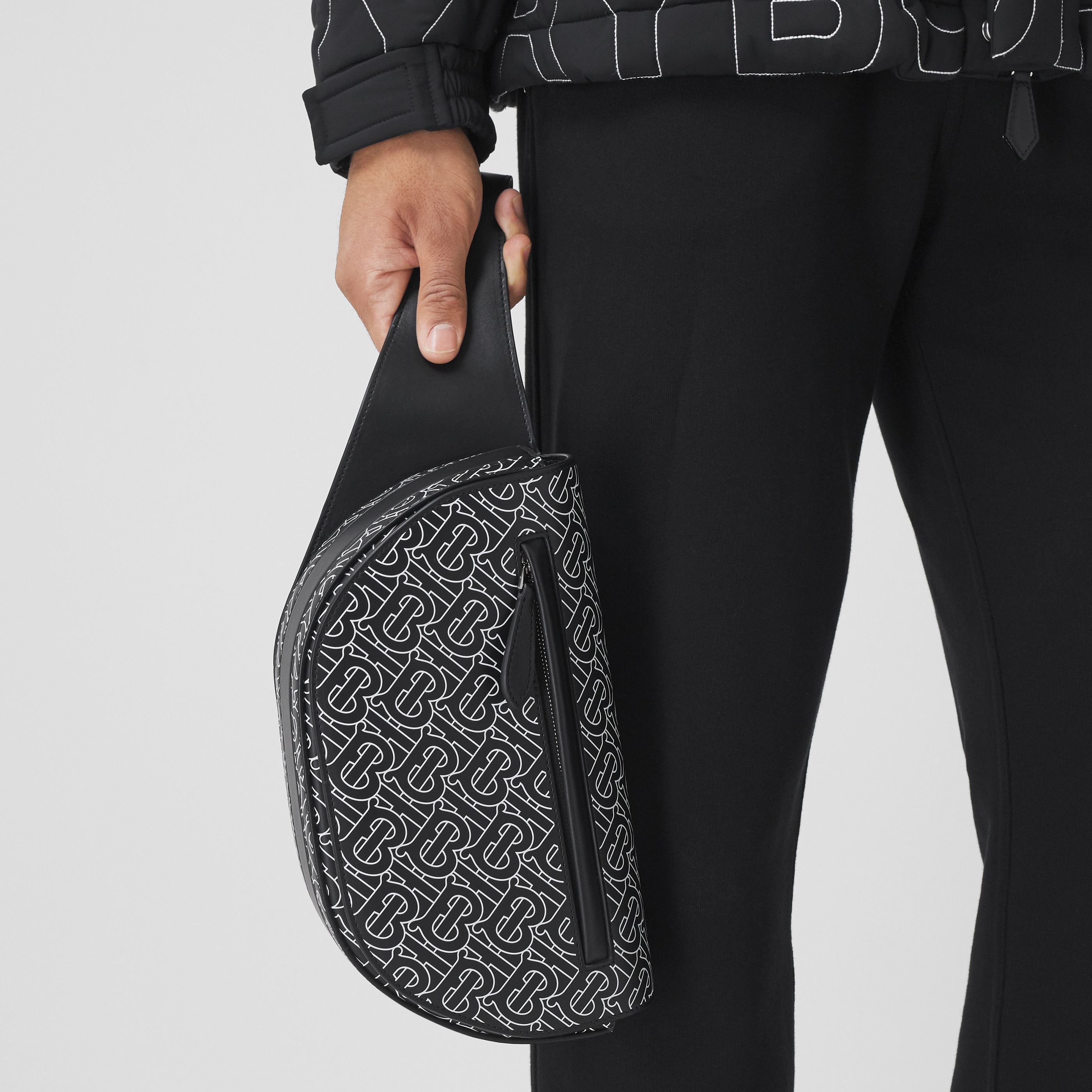 Burberry Olympia Tb Monogram-print Belt Bag In Black
