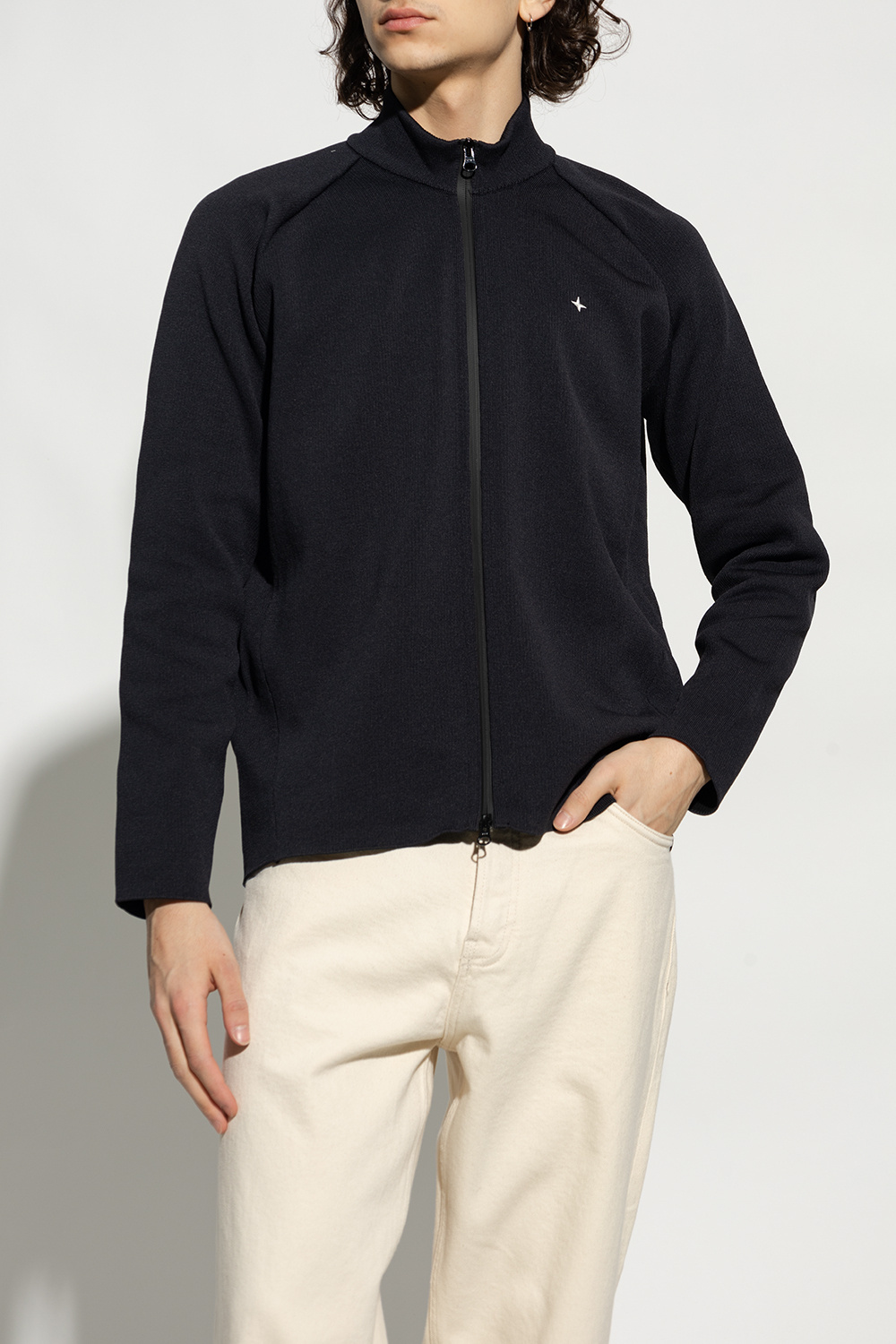 Stone Island Full-zip Slim Fit Sweatshirt In Black