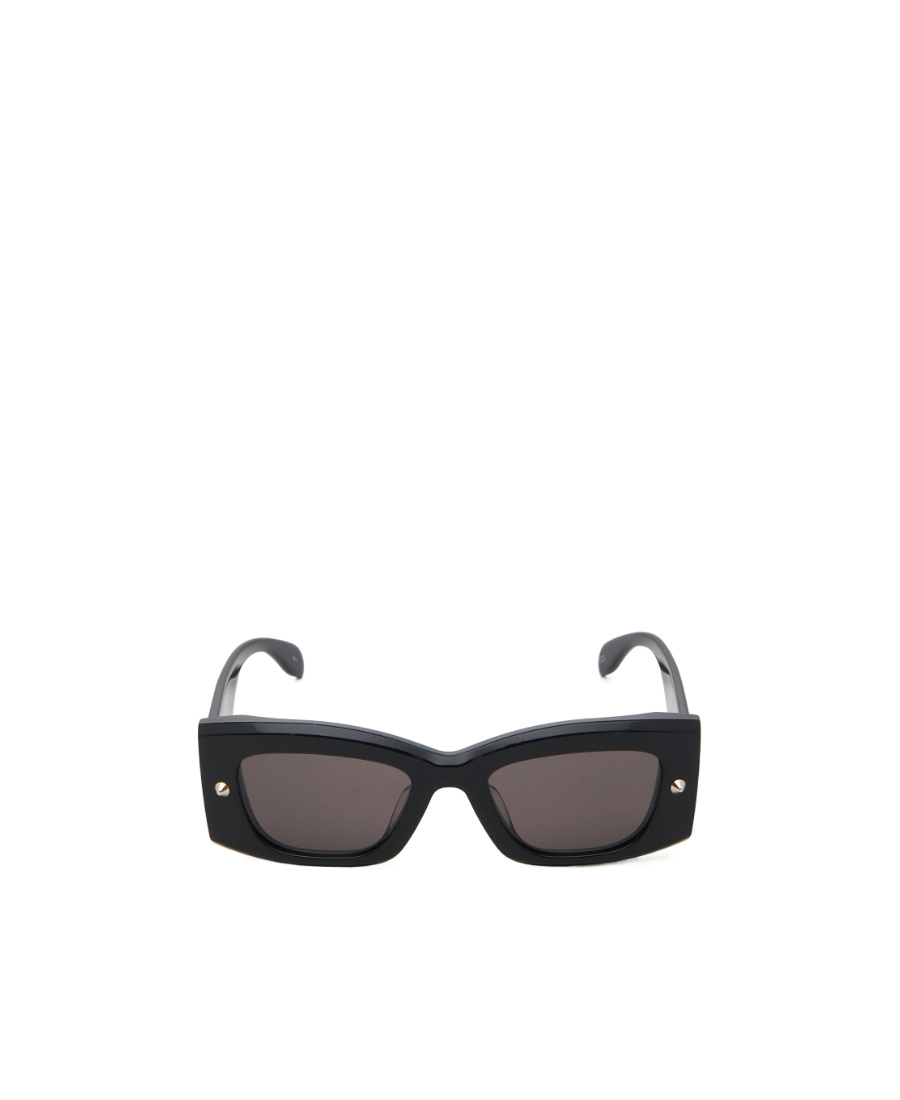 Alexander Mcqueen Womens Black-black-smoke Am0426s Rectangular-frame Recycled-acetate Sunglasses In Gray
