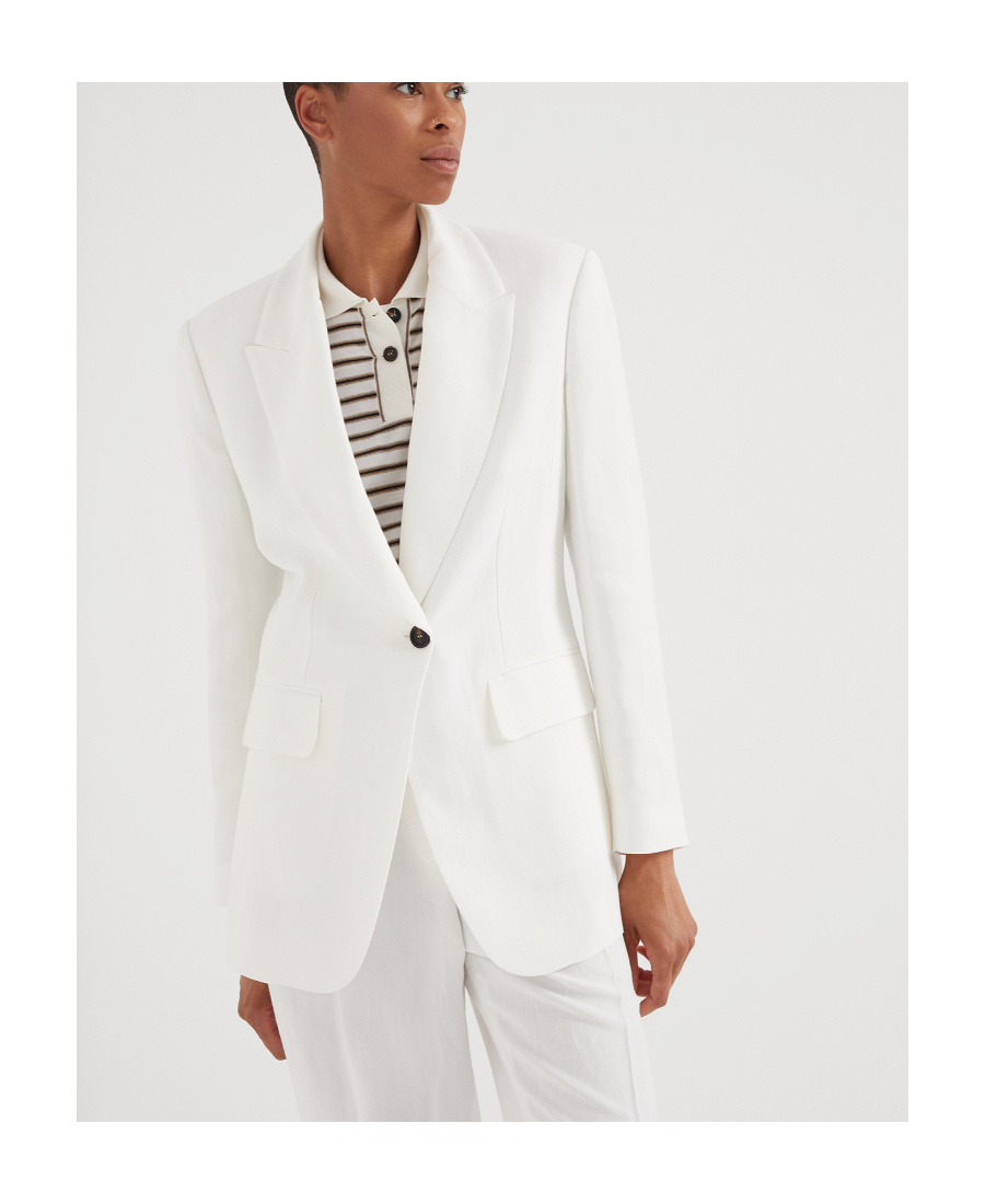 Shop Brunello Cucinelli Peak-lapels Single-breasted Blazer In White