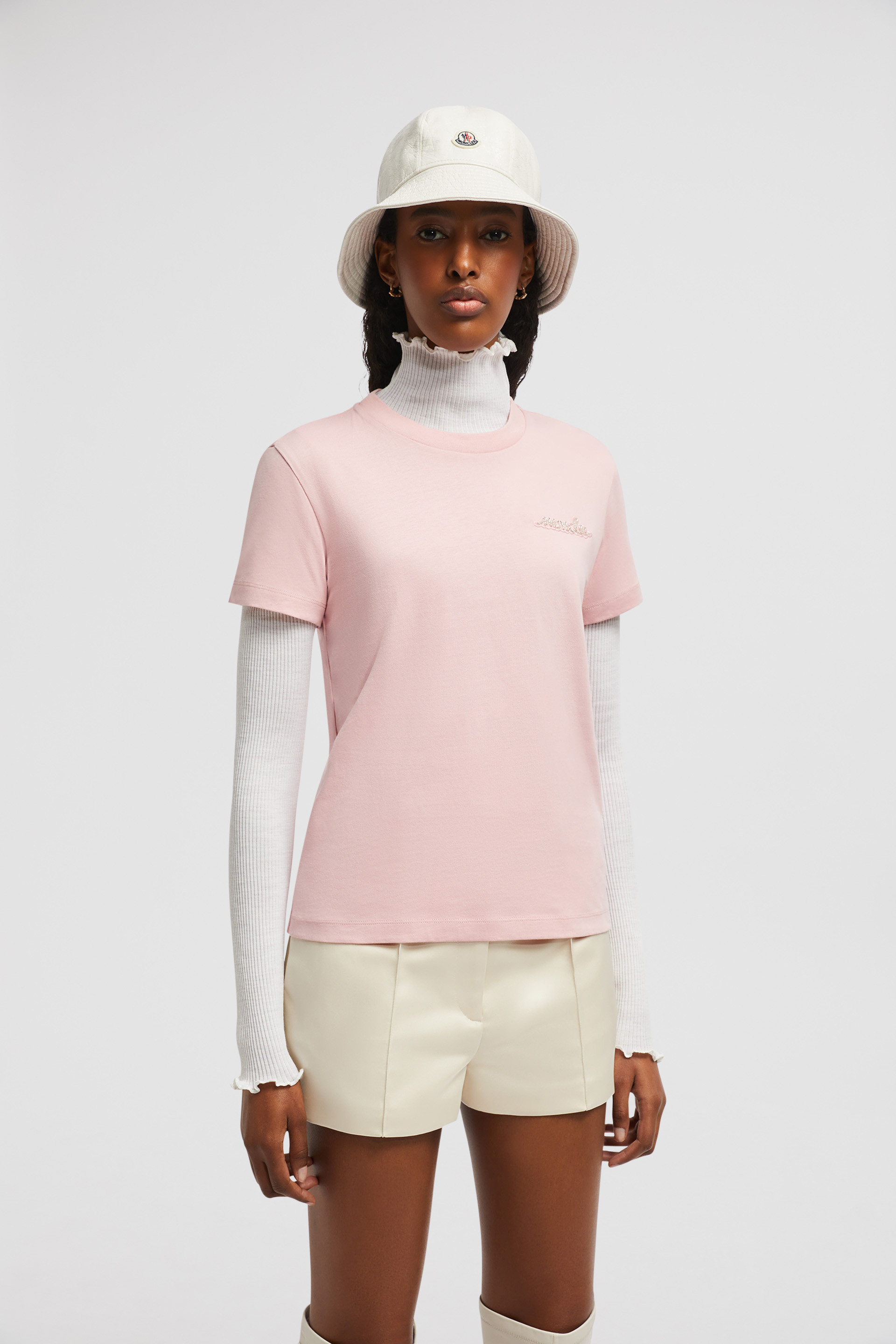 Moncler Logo-patch Cotton T-shirt In Pink