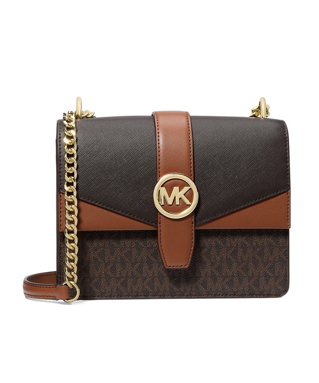 Michael Kors Greenwich Small Color-block Signature Logo Crossbody Bag In Brownmulti