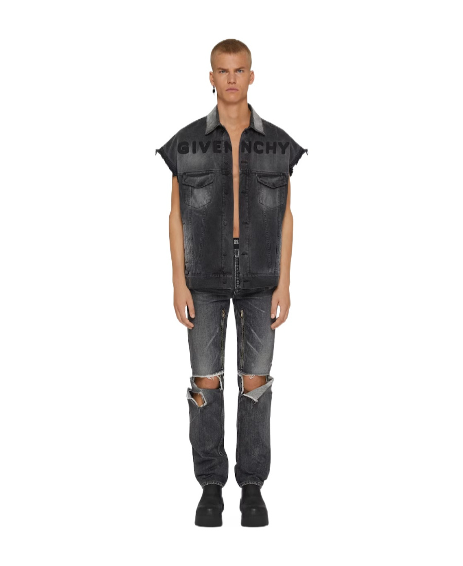 Givenchy Distressed Straight-leg Denim Jeans In Black