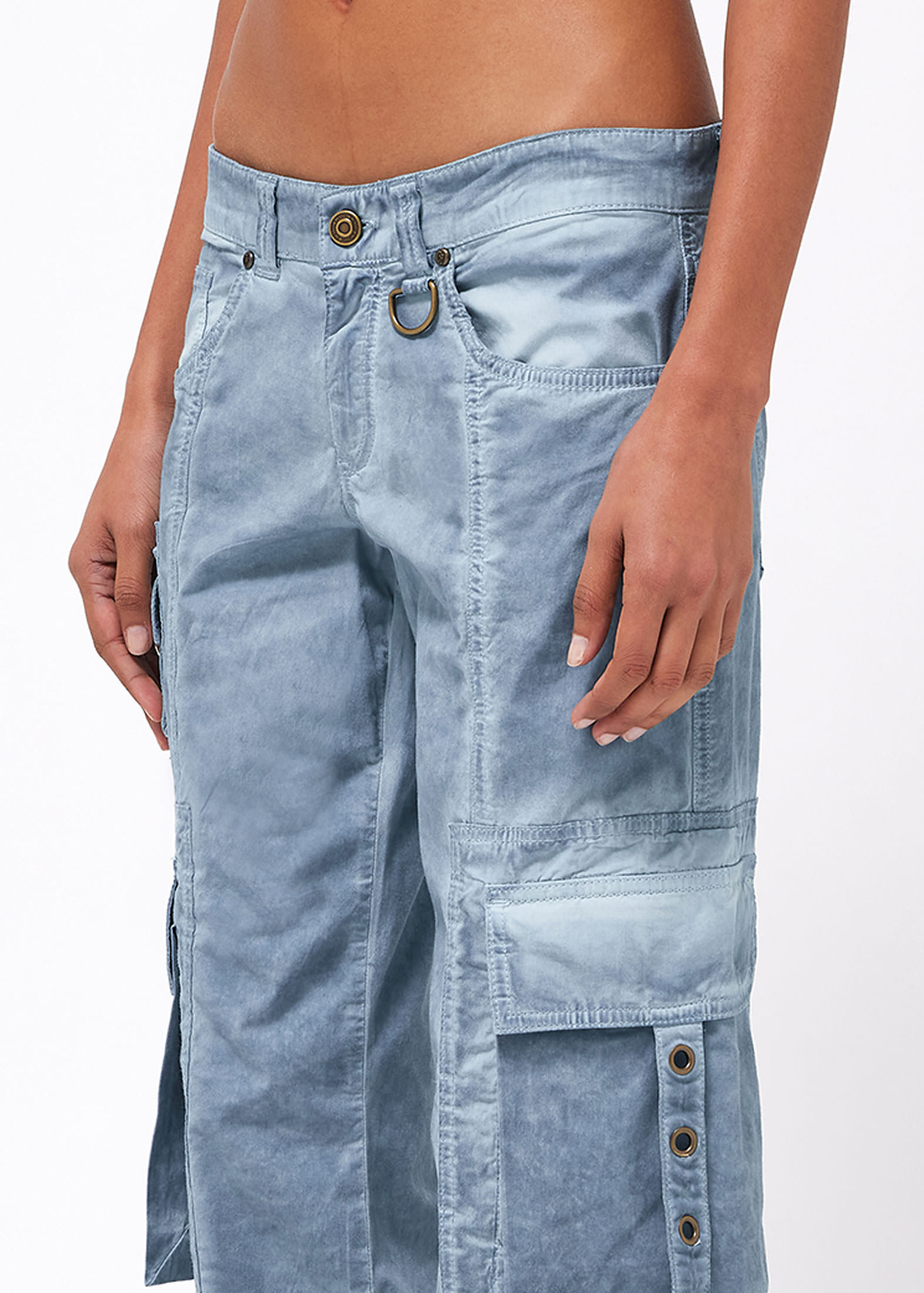 Shop Blumarine Low-rise Cargo Jeans In Blue