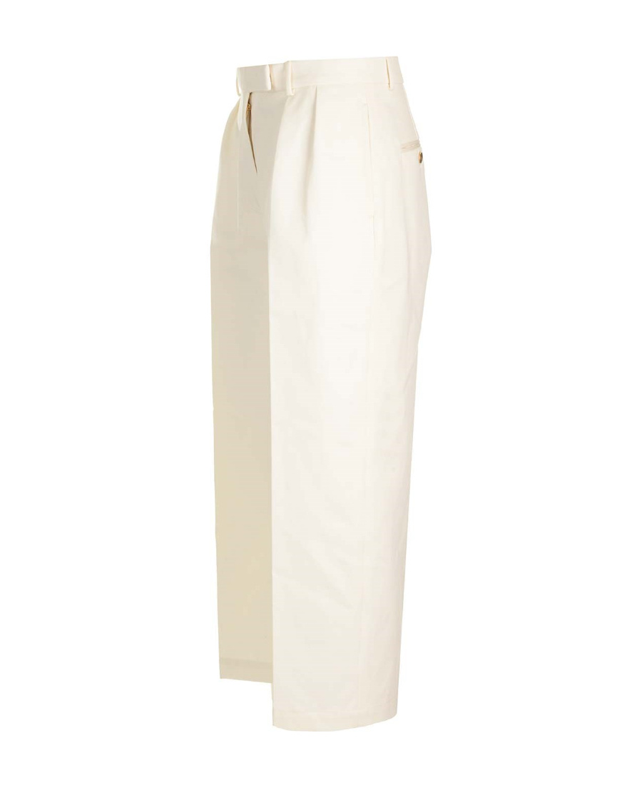 Thom Browne Wide-leg Cotton Trousers In White