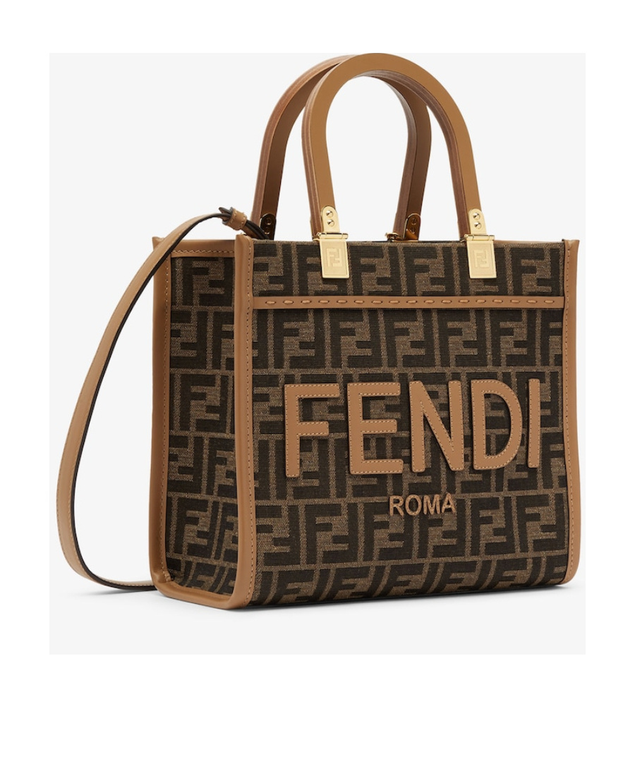 Fendi Ff Jacquard Small Sunshine Shopper Bag In Brown