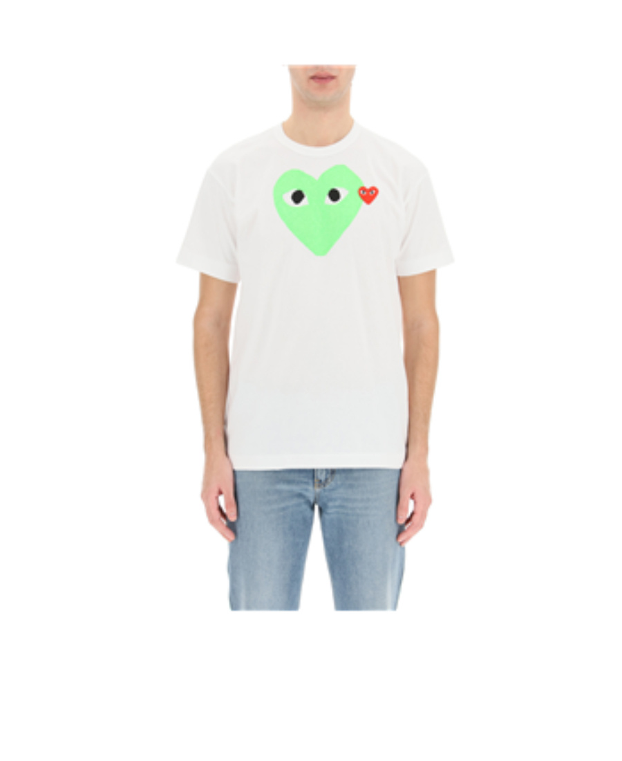 Comme Des Garçons Play Pattern Printed Short-sleeved T-shirt In White