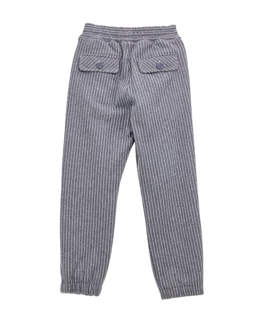 Monnalisa Striped Tailored-cut Trousers In Gray