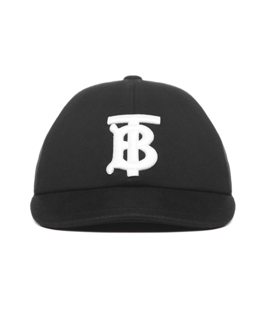 Burberry Monogram Embroidered Baseball Cap In Black