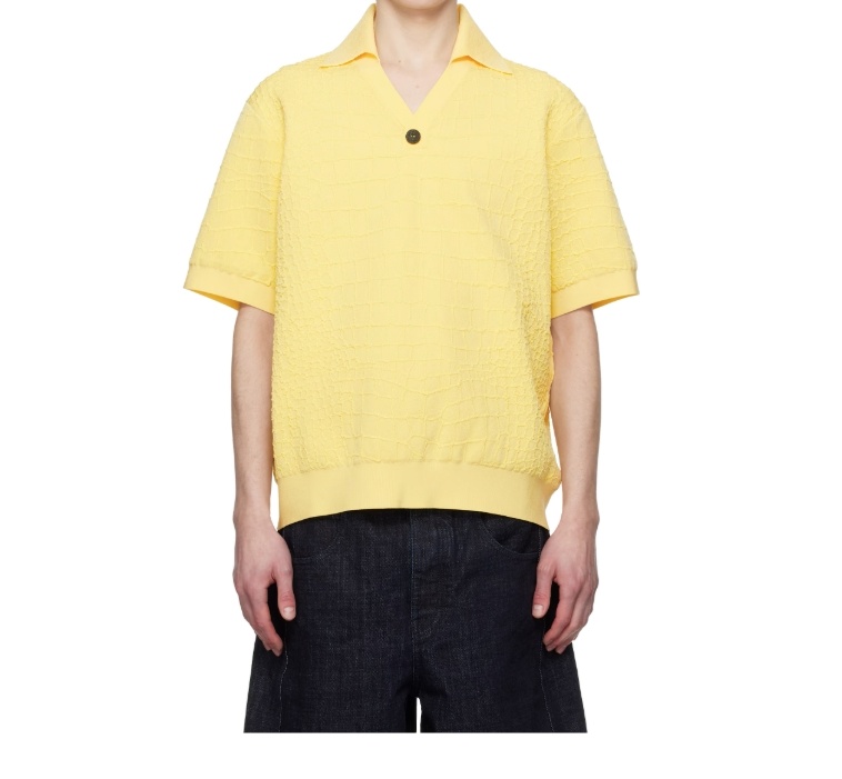 Jacquemus Polo Shirt With Lapel Short Sleeve In Yellow