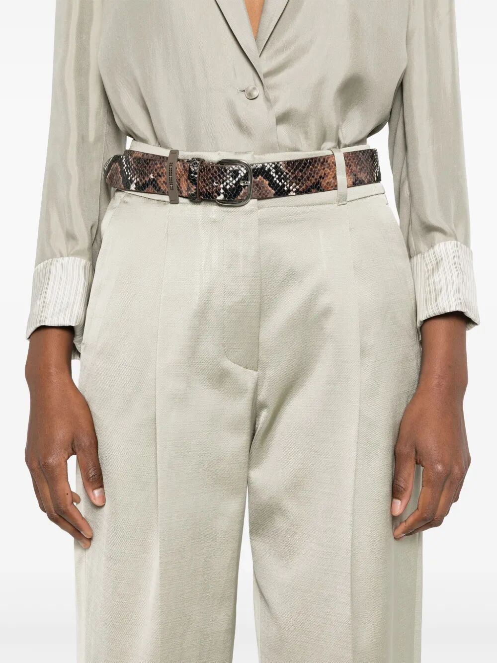 Peserico High Waist Pants In Desert Sage Green
